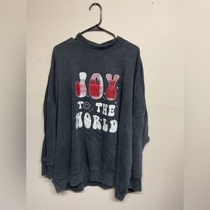 Maurices Charcoal Sweatshirt with Festive Plaid Detail